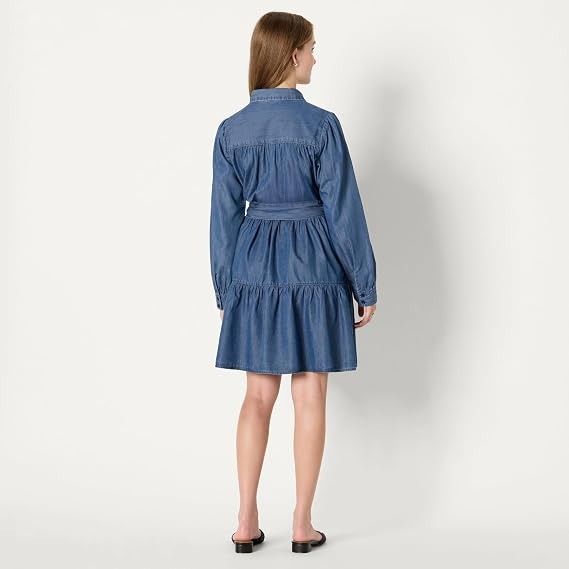 Blue Denim Shirt Dress With Belt imagen 2
